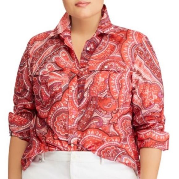 Lauren Ralph Lauren Tops - Ralph Lauren Paisley Red Button Up Women’s Blouse